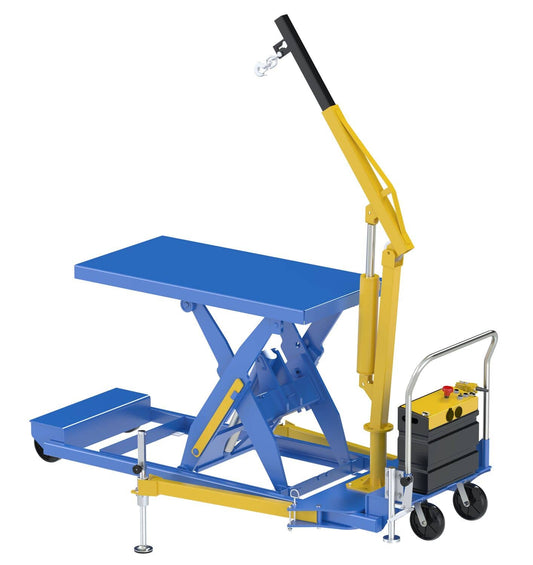Centerline Dynamics LIft & Tilt Tables Vestil Steel Portable Lift Table 115 Volt 1 Phase 30 In. x 60 In. With 2K Lb Attached Hoist Capacity