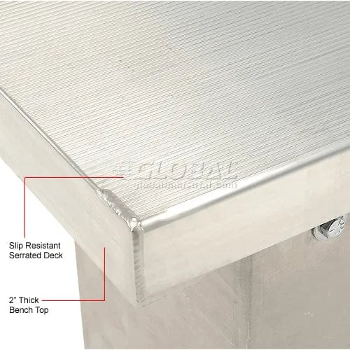 Centerline Dynamics Locker Room Bench, Aluminum Top & Pedestals, 48"W x 9-1/2"D x 18"H