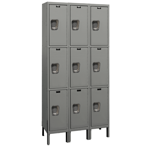 Centerline Dynamics Maintenance Free Quiet Lockers Dark Gray / Assembled Hallowell Maintenance-Free Quiet (MFQ) Locker, 36"W x 12"D x 78"H, Triple Tier, 3-Wide