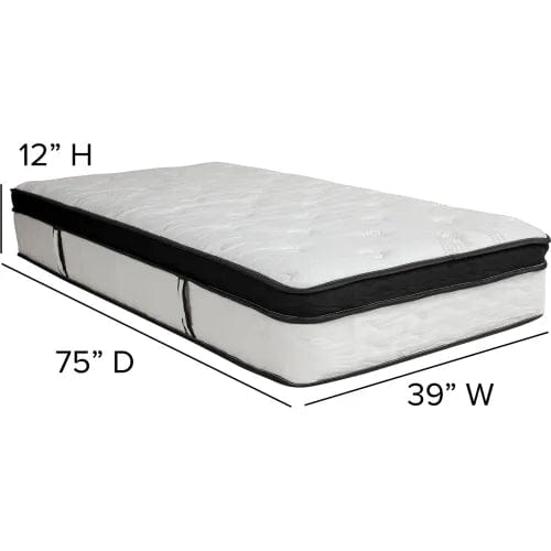Centerline Dynamics Mattresses Comfortable Sleep 12" Memory Foam and Pocket Spring Mattress in a Box, Twin Size