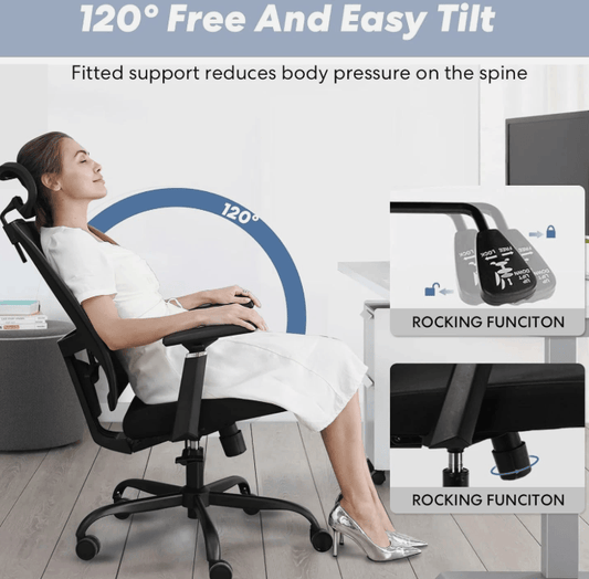 Centerline Dynamics Mesh Office Desk Chair Ergonomic Swivel Chair Executive Task Chair with Headrest