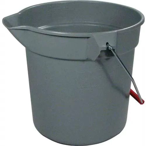 Centerline Dynamics Mops Brute 10 Qt. Round Plastic Utility Bucket 10-1/2" Dia x 10-1/4"H, Gray- RCP296300GY - Pkg Qty 12