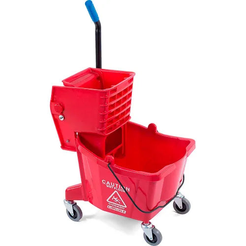 Centerline Dynamics Mops Carlisle Commercial Mop Bucket with Side-Press Wringer 26 Quart, Red - 3690805