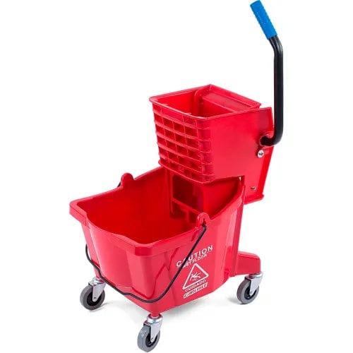 Centerline Dynamics Mops Carlisle Commercial Mop Bucket with Side-Press Wringer 26 Quart, Red - 3690805