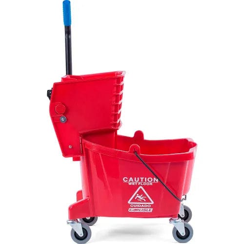 Centerline Dynamics Mops Carlisle Commercial Mop Bucket with Side-Press Wringer 26 Quart, Red - 3690805