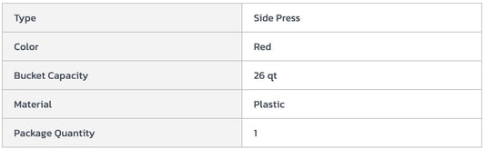 Centerline Dynamics Mops Carlisle Commercial Mop Bucket with Side-Press Wringer 26 Quart, Red - 3690805