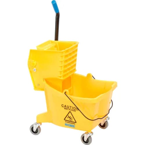 Centerline Dynamics Mops Carlisle Commercial Mop Bucket with Side-Press Wringer 26 Quart, Yellow - 3690804