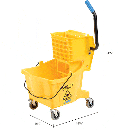 Centerline Dynamics Mops Carlisle Commercial Mop Bucket with Side-Press Wringer 26 Quart, Yellow - 3690804