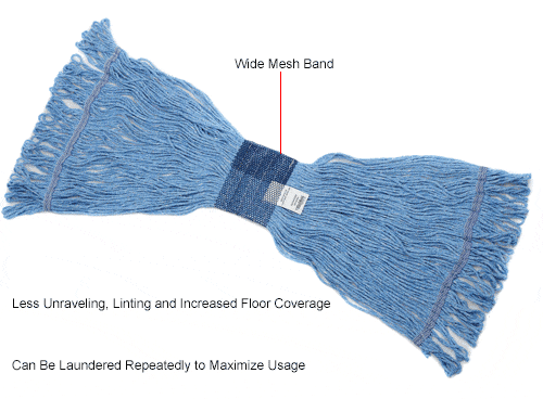 Centerline Dynamics Mops Global Industrial™ Medium Blue Looped Mop Head, Wide Band