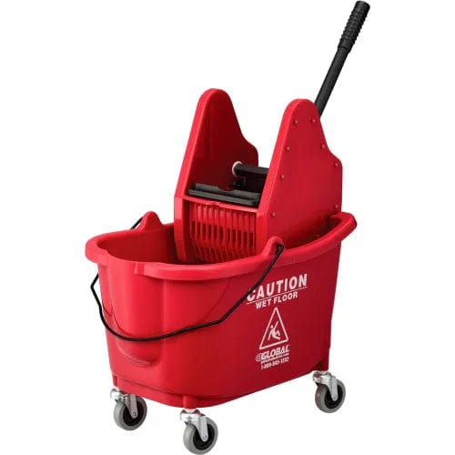 Centerline Dynamics Mops Mop Bucket And Wringer Combo 38 Qt., Down Press, Red