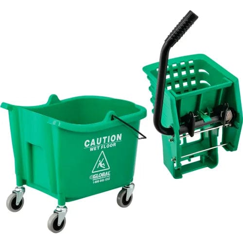 Centerline Dynamics Mops Mop Bucket And Wringer Combo 38 Qt., Side Press, Green