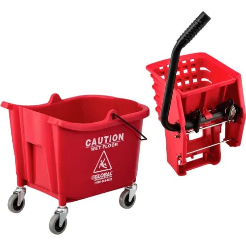 Centerline Dynamics Mops Mop Bucket And Wringer Combo 38 Qt., Side Press, Red