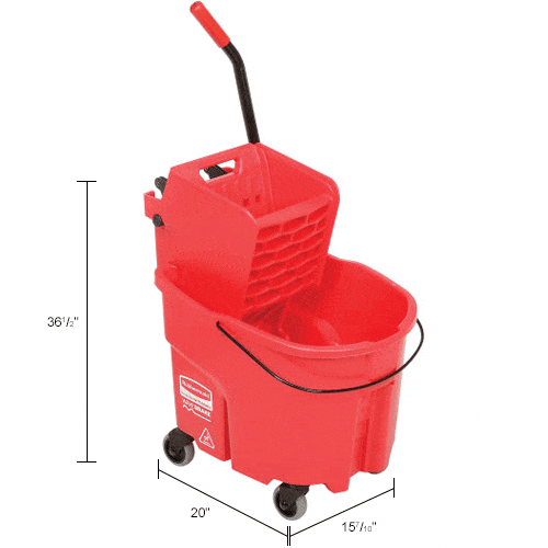 Centerline Dynamics Mops Rubbermaid WaveBrake® 2.0 Side Press Mop Bucket & Wringer Combo 26-35 Qt. - Red