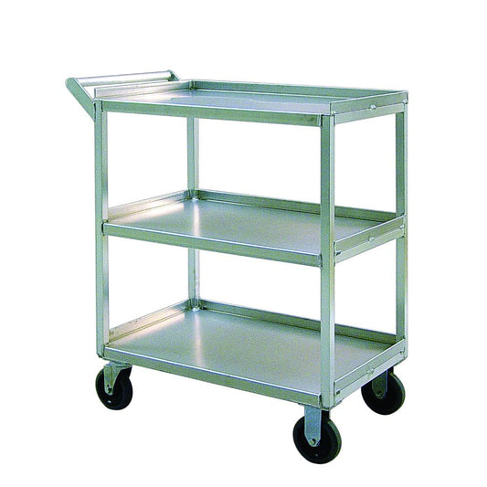 Centerline Dynamics New Age Industrial Carts New Age Industrial Correctional Duty Utility Cart, Mobile, 5" Plate Type Casters, 3 Shelf, Shelf Spacing = 14.5", 32.5"L x 18.5"W x 39"H, NSF 97769