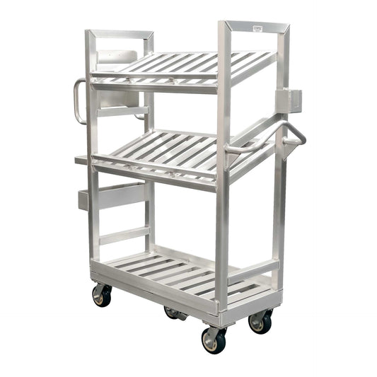 Centerline Dynamics New Age Industrial Carts New Age Industrial Picking Cart, Multi-Tier, Slanted Shelves, 3 Shelves, Scanner Holder, Ergonomic & Dual Handles, Clipboard, Writing Ledge, Document Bin, Spring, 1000lbs Weight Capacity, 18"x 60"x 49" 50548