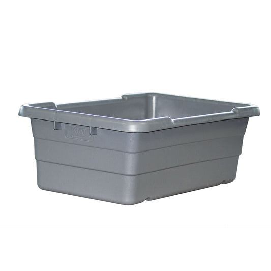 Centerline Dynamics New Age Industrial Lug Dollies New Age Industrial Grey Lug Tub, 50 Lb Capacity, 25Lug Dolly, Flat, Strait Stack Empties or Cross-Stack in-use, 100 Lb Weight Capacity, 25"L x 15.5"W x 8.75"H RGY16825