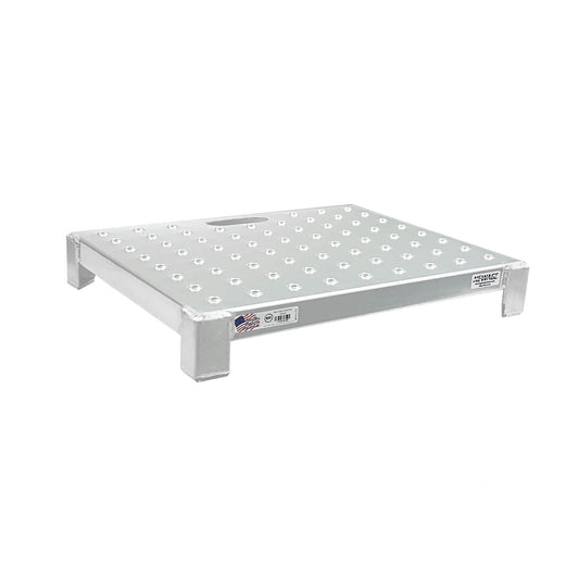 Centerline Dynamics New Age Industrial Stands New Age Industrial Ergo Stand, Aluminum Platform, Cutout Carrying Handle, Reinforcing Channel, Anti-Slip Deck, 4" Deck Height, 24.5" x 4" x 20.5" 53600