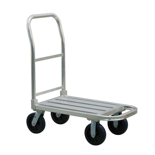 Centerline Dynamics New Age Industrial Trucks New Age Industrial U-Shaped Platform Truck, All Aluminum, Round Nose, 8" x 2" Plate Type Casters, Removable Handle, 2000 LB Capacity, 36.5"L x 20"W x 44.5"H 99320