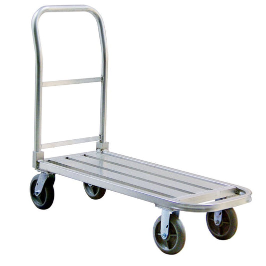 Centerline Dynamics New Age Industrial Trucks New Age Industrial U-Shaped Platform Truck, All Aluminum, Round Nose, 8" x 2" Plate Type Casters, Removable Handle, 2000 LB Capacity, 48"L x 20"W x 44.5"H 99321