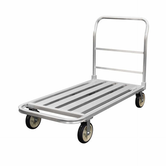 Centerline Dynamics New Age Industrial Trucks New Age Industrial U-Shaped Platform Truck, All Aluminum, Round Nose, 8" x 2" Plate Type Casters, Removable Handle, 2000 LB Capacity, 60"L x 30"W x 44.5"H 99324