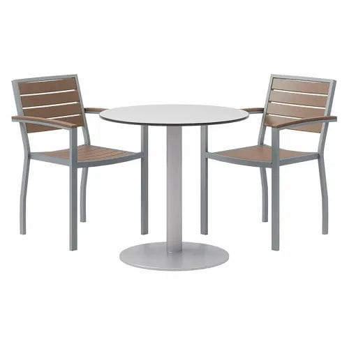 Centerline Dynamics Outdoor Seating 3-Piece Outdoor Dining Set, 30"W x 29"H Table, Gray w/ Silver Frame