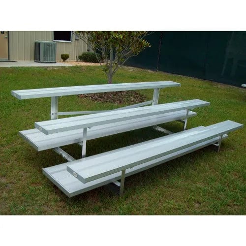 Centerline Dynamics Outdoor Seating 3 Row National Rep Aluminum Bleacher, 12' Long, Double Footboard