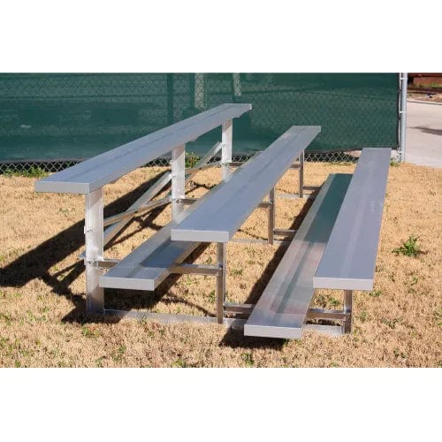 Centerline Dynamics Outdoor Seating 3 Row National Rep Aluminum Bleacher, 12' Long, Single Footboard