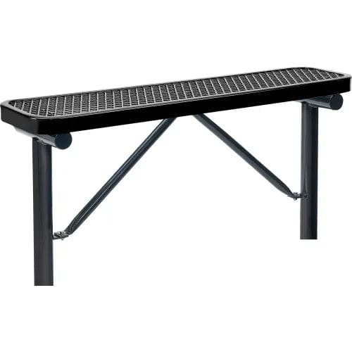 Centerline Dynamics Outdoor Seating 4' Outdoor Steel Flat Bench, Expanded Metal, In Ground Mount, Black