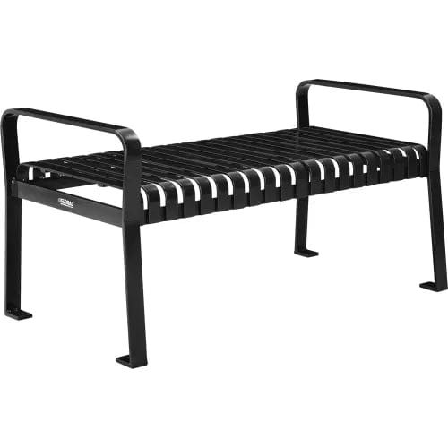 Centerline Dynamics Outdoor Seating 4' Outdoor Steel Slat Park Bench, Backless, Black