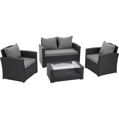 Centerline Dynamics Outdoor Seating 4-Piece Rattan Outdoor Patio Set, Black