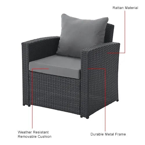 Centerline Dynamics Outdoor Seating 4-Piece Rattan Outdoor Patio Set, Black