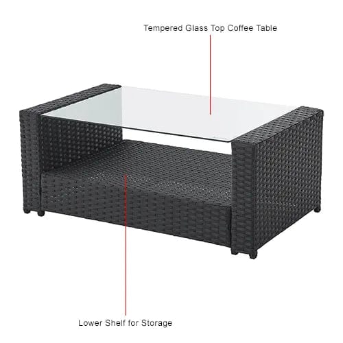 Centerline Dynamics Outdoor Seating 4-Piece Rattan Outdoor Patio Set, Black