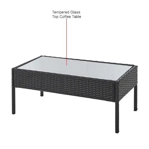 Centerline Dynamics Outdoor Seating 4-Piece Rattan Outdoor Patio Set, Open Leg, Black