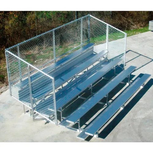 Centerline Dynamics Outdoor Seating 4 Row National Rep Aluminum Bleacher with Guardrail, 15' Long