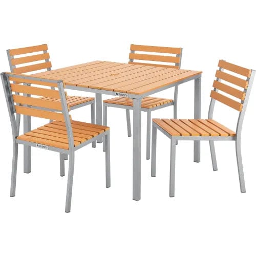Centerline Dynamics Outdoor Seating 40" Square Resin Outdoor Dining Table & Chair Set, 4 Chairs, Armless  WB436990TN