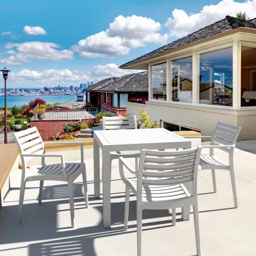 Centerline Dynamics Outdoor Seating 5 Piece Outdoor Dining Set, 31-1/2"W x 29"H Table, White