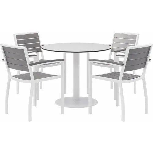 Centerline Dynamics Outdoor Seating 5-Piece Outdoor Dining Set, 36"W x 29"H Table, White w/ White Frame