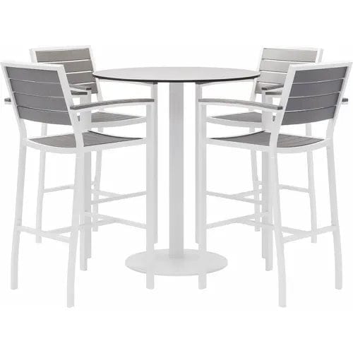 Centerline Dynamics Outdoor Seating 5-Piece Outdoor Dining Set, 36"W x 41"H Table, Gray w/ White Frame