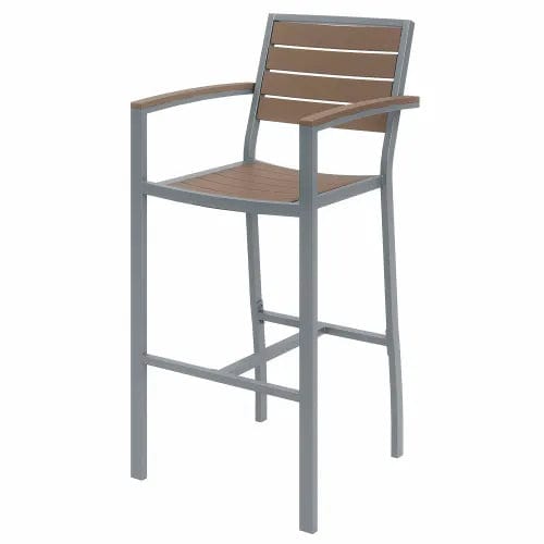 Centerline Dynamics Outdoor Seating 5-Piece Outdoor Dining Set, 36"W x 41"H Table, Mocha w/ Silver Frame