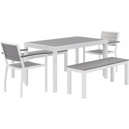 Centerline Dynamics Outdoor Seating 5 Piece Outdoor Dining Set, Gray w/ White Frame