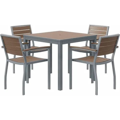 Centerline Dynamics Outdoor Seating 5 Piece Outdoor Dining Set, Mocha w/ Silver Frame
