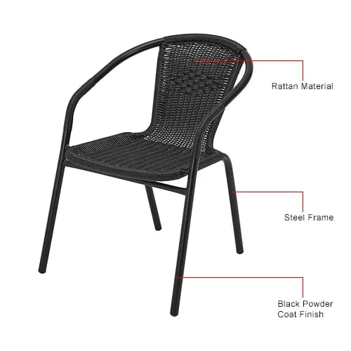 Centerline Dynamics Outdoor Seating 5-Piece Rattan Outdoor Dining Set, 27-1/2" Square Glass Table