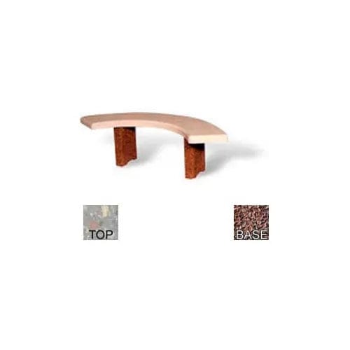 Centerline Dynamics Outdoor Seating 56" Curved Concrete Bench, Polished Gray Limestone Bench/Red Quartzite Frame