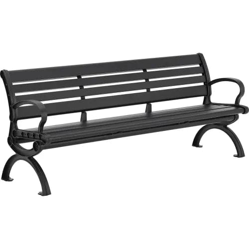 Centerline Dynamics Outdoor Seating 6' Aluminum Park Bench w/ Backrest, Black