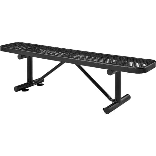 Centerline Dynamics Outdoor Seating 6' Outdoor Steel Flat Bench, Expanded Metal, Black