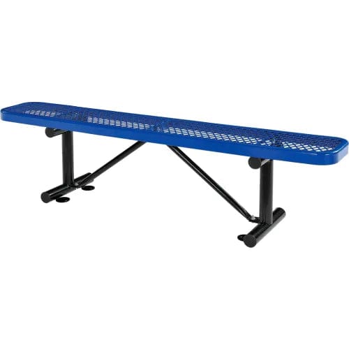 Centerline Dynamics Outdoor Seating 6' Outdoor Steel Flat Bench, Expanded Metal, Blue