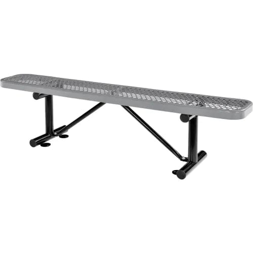 Centerline Dynamics Outdoor Seating 6' Outdoor Steel Flat Bench, Expanded Metal, Gray