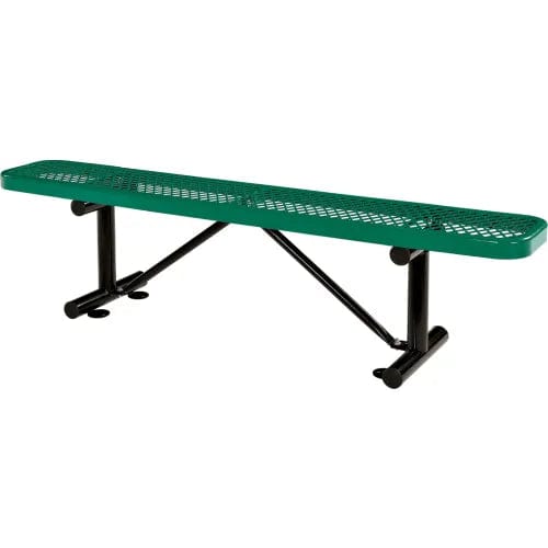 Centerline Dynamics Outdoor Seating 6' Outdoor Steel Flat Bench, Expanded Metal, Green