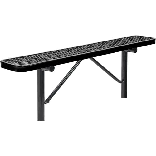 Centerline Dynamics Outdoor Seating 6' Outdoor Steel Flat Bench, Expanded Metal, In Ground Mount, Black