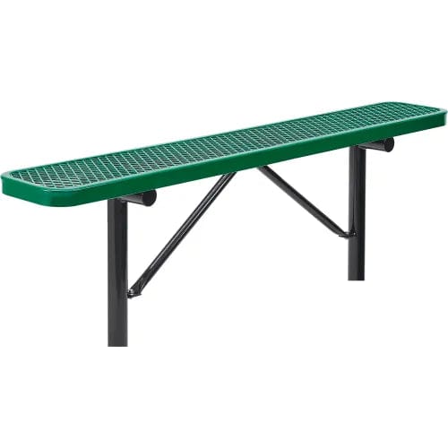 Centerline Dynamics Outdoor Seating 6' Outdoor Steel Flat Bench, Expanded Metal, In Ground Mount, Green